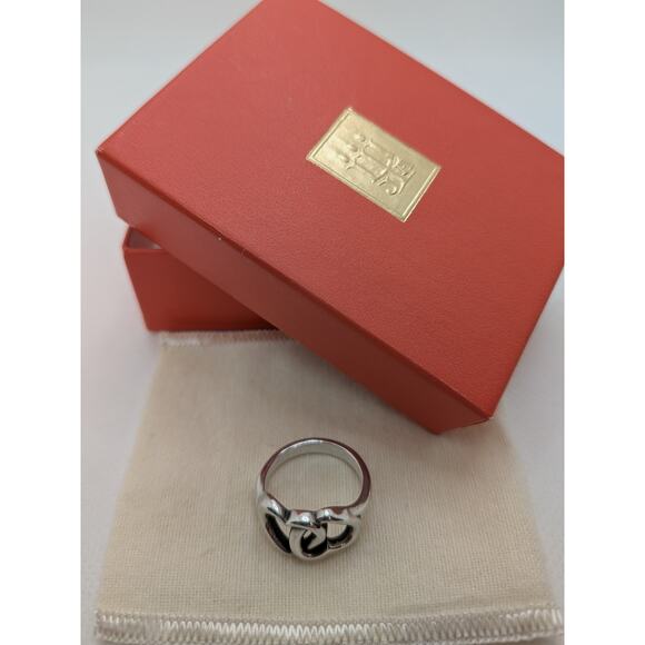 JAMES AVERY STERLING SILVER LINKED HEARTS RING SIZE 7 DOUBLE HEART W BOX - Picture 2 of 6